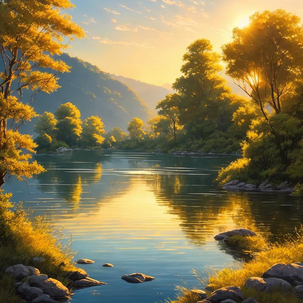 “Nature landscape, serene waters, by @ai_generated