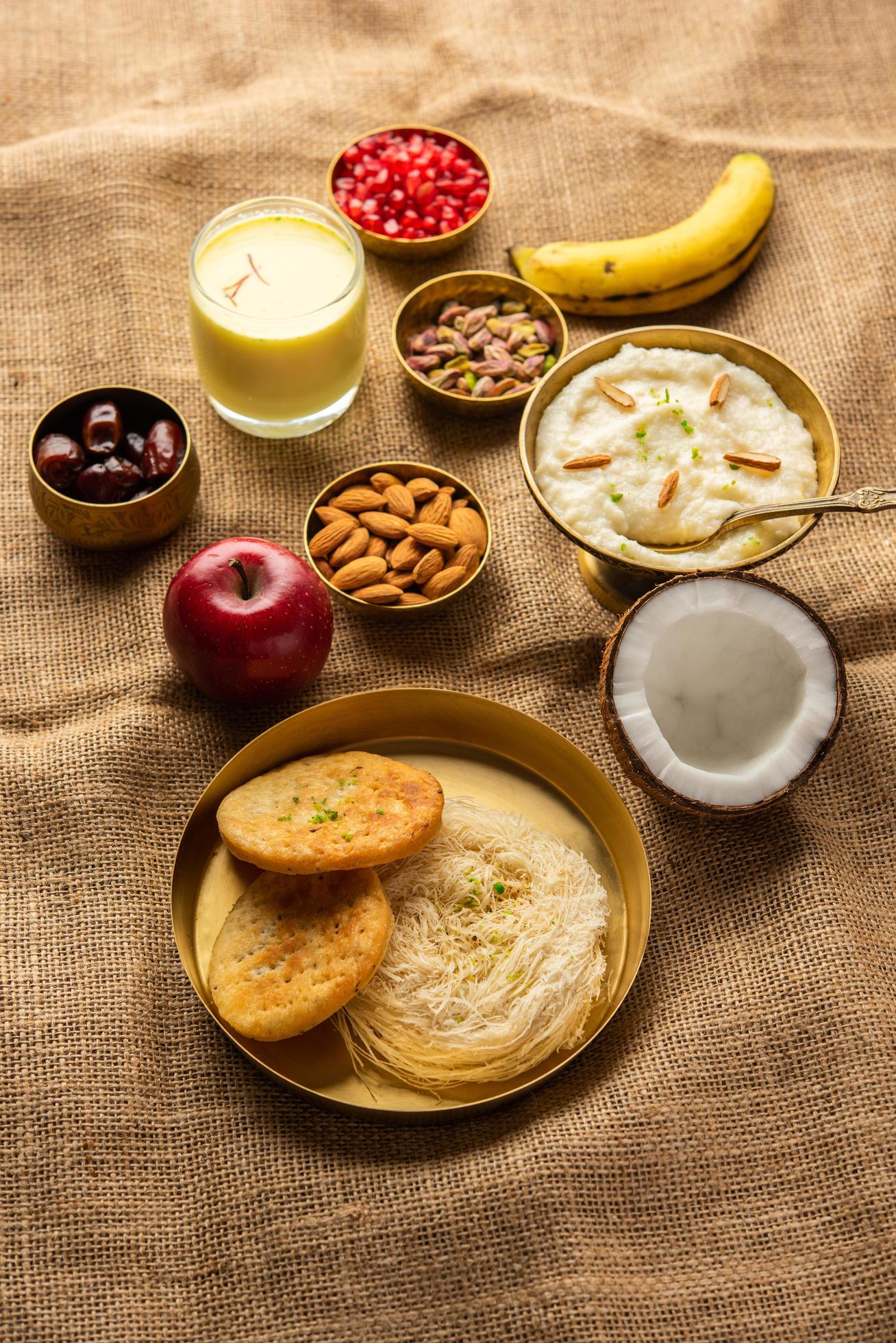 Sargi – Karwa Chauth breakfast menu before starting fasting or upwas on karva chauth, Indian food Stock Free