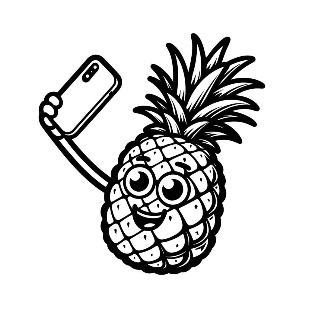 Pineapple Selfie Pose Clipart Illustration, AI Generative free Vector Free Vector