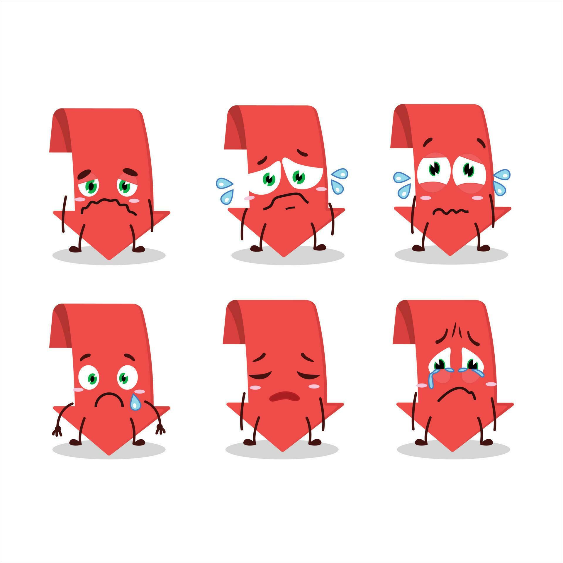 Arrow down cartoon character with sad expression Stock Free