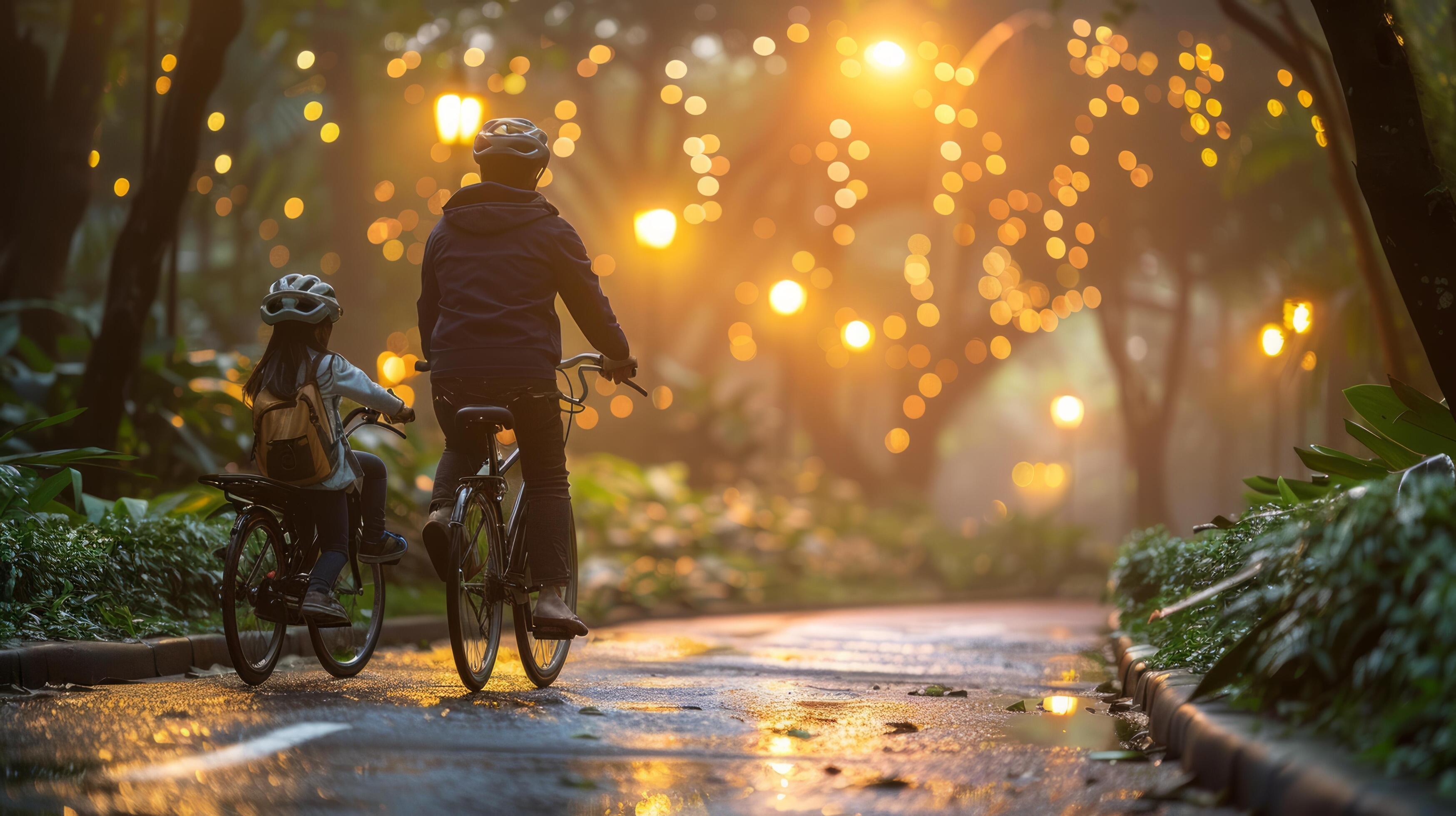 AI generated Family Riding Bikes Down Dirt Road Stock Free