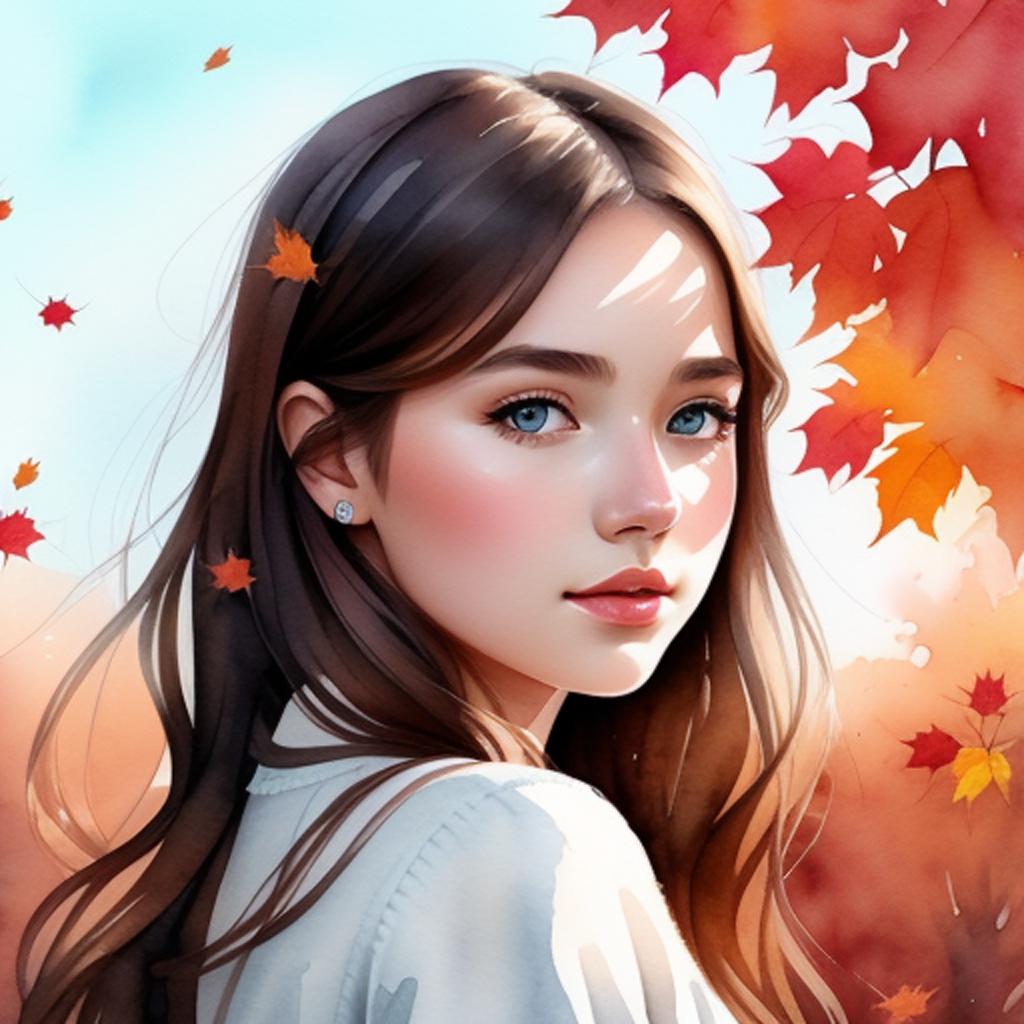 Girl autumn illustrations HD, by @ai_generated