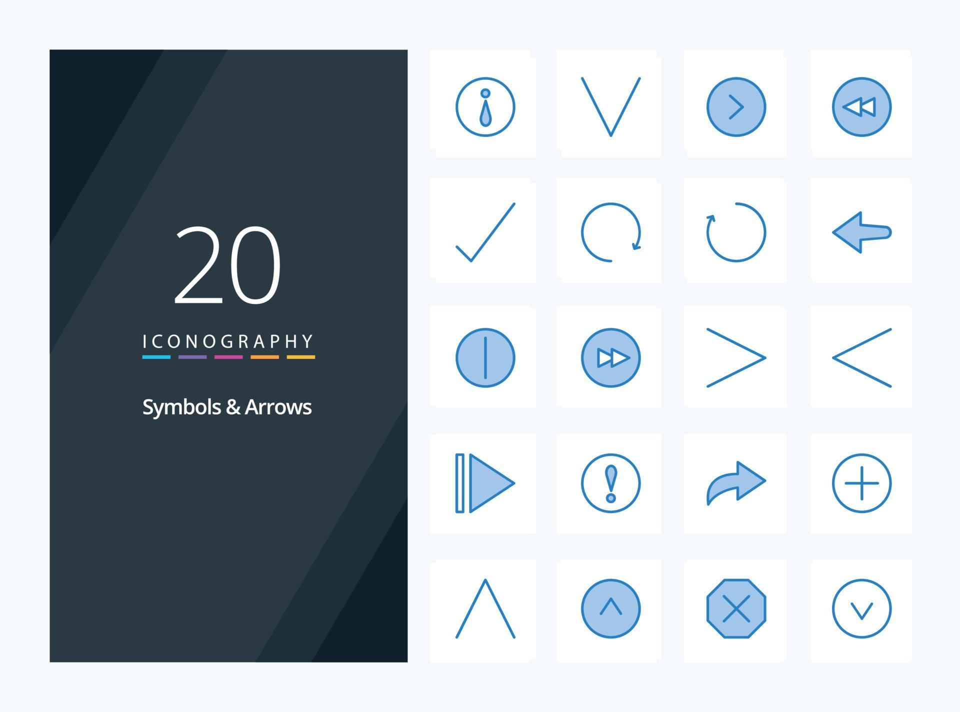 20 Symbols Arrows Blue Color icon for presentation Stock Free