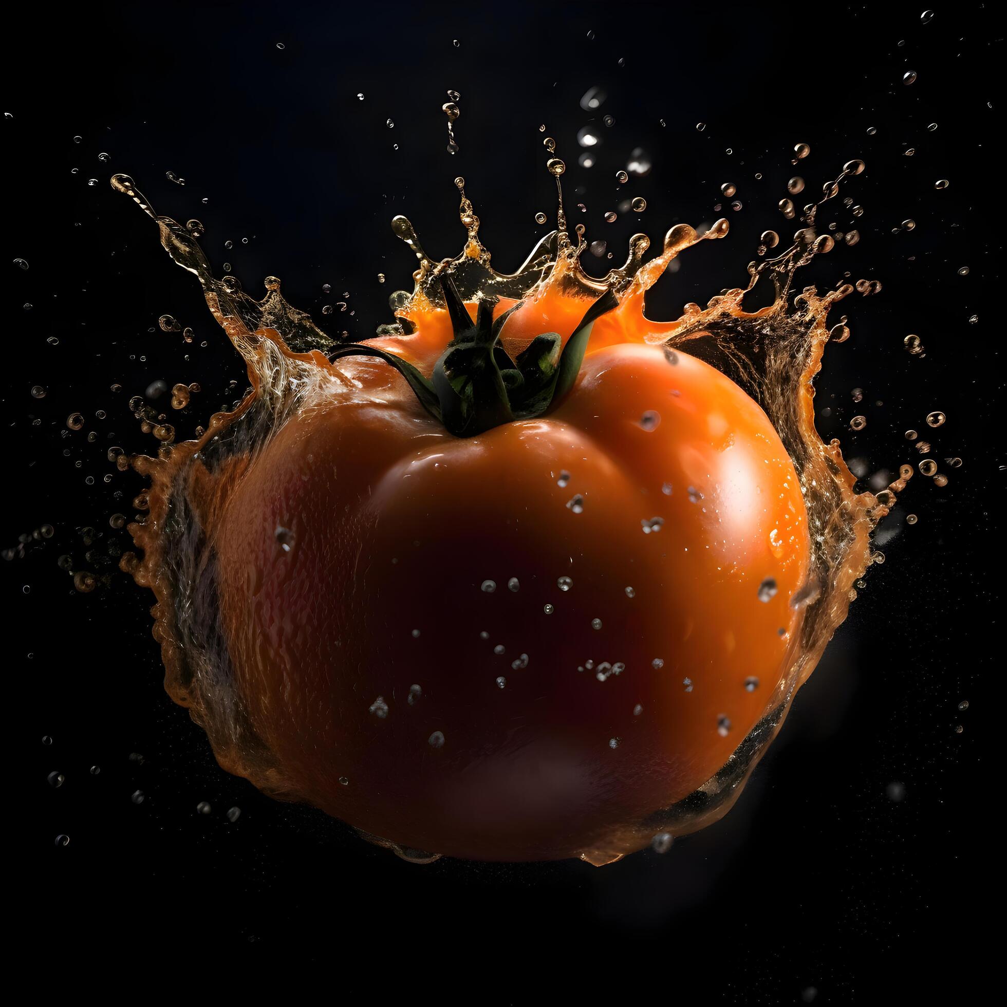 Fresh vegetables splashing into water on a dark background. Healthy food concept., Image Stock Free