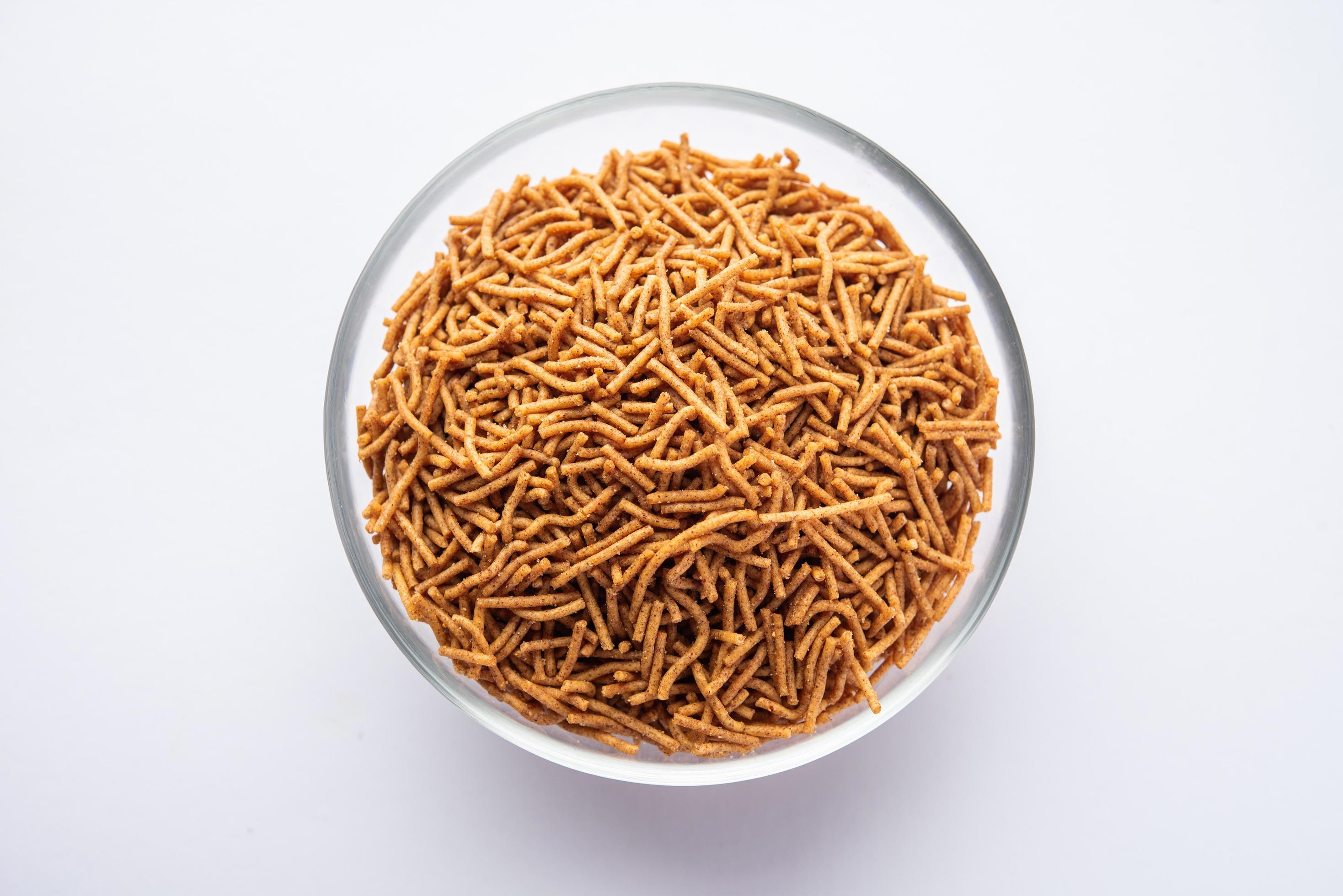 Nachni or Ragi Sev is a delicious crispy noodle made from finger millets, healthy Indian food Stock Free