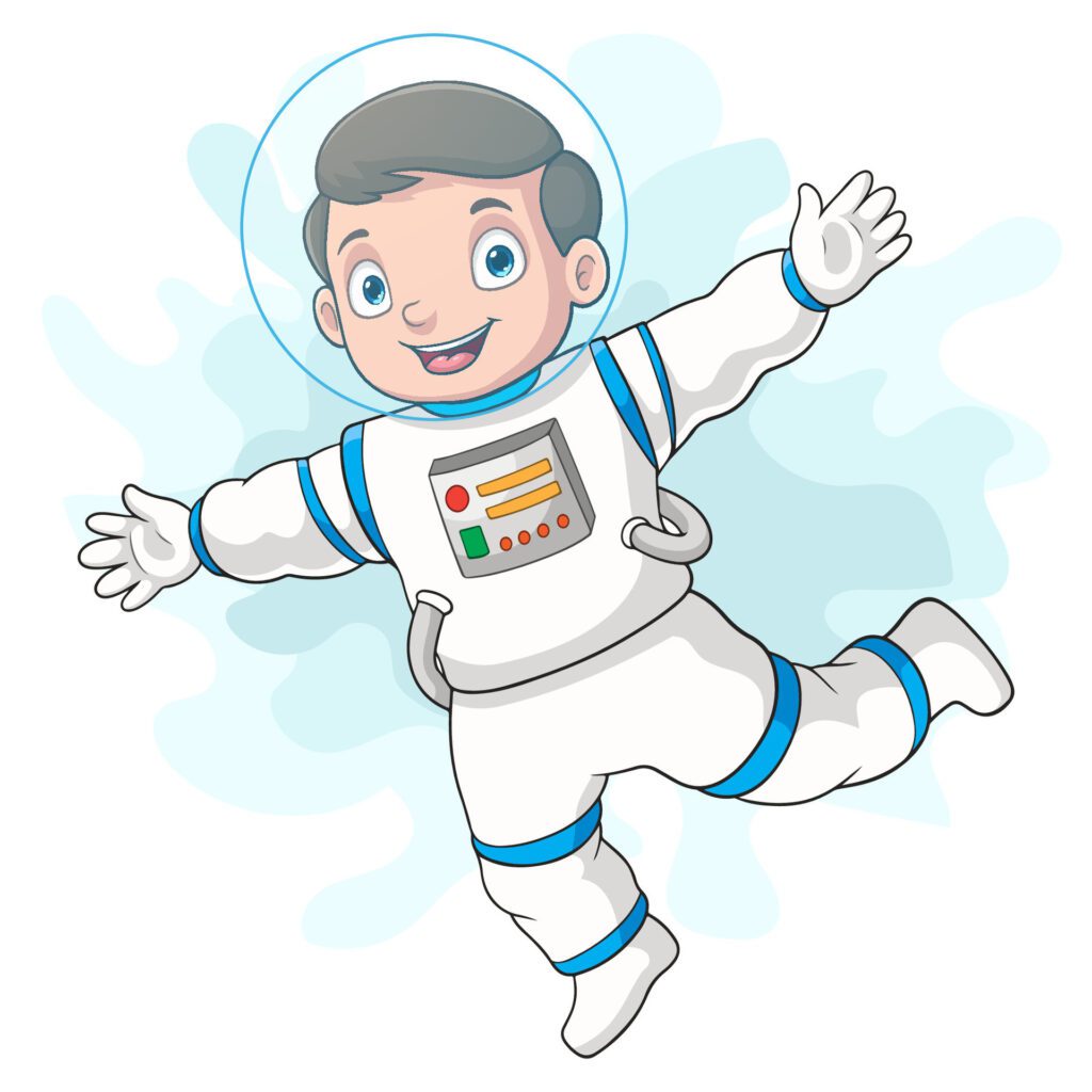 Cartoon astronaut waving hand on white background Free Vector