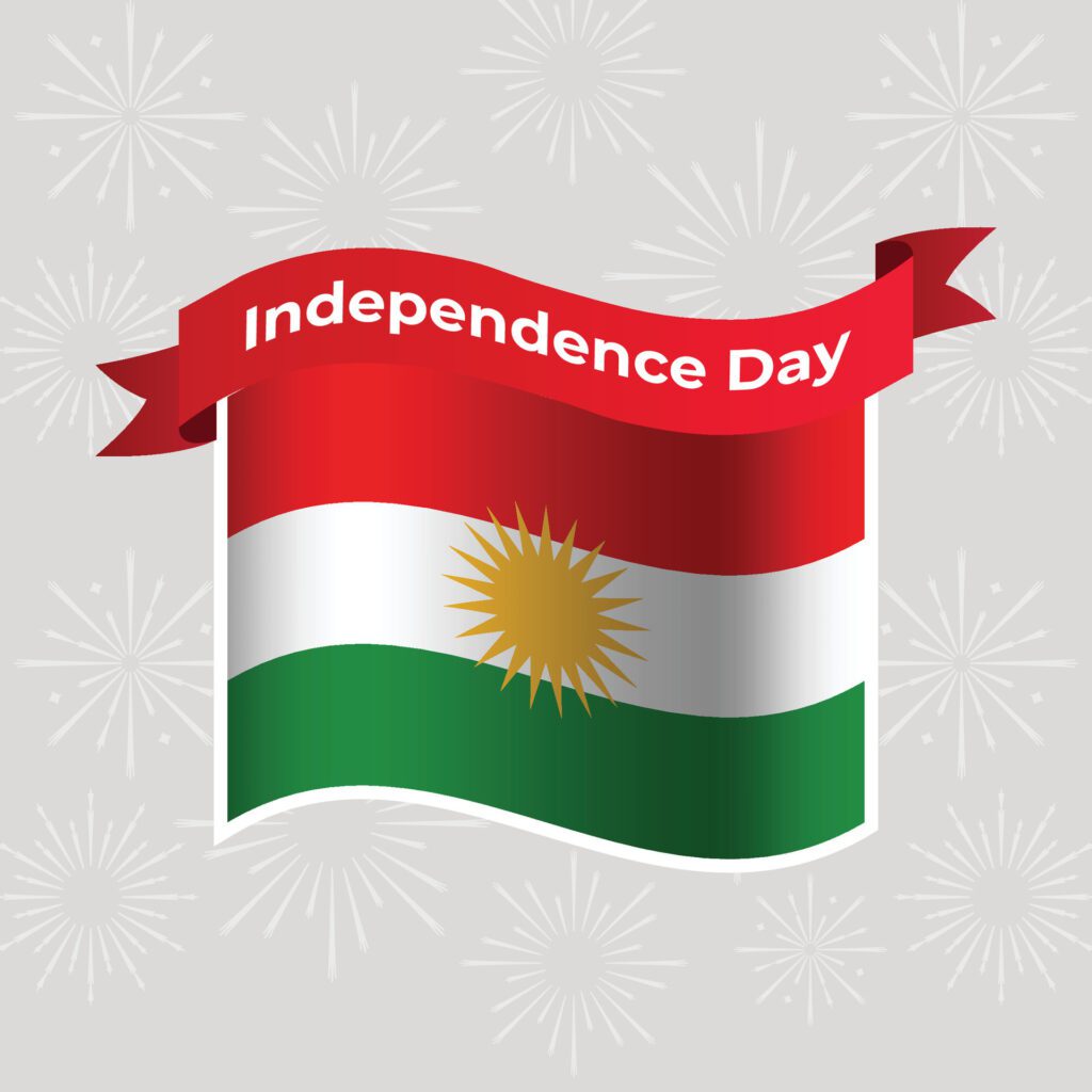 Iraqi Kurdistan Wavy Flag Independence Day Banner Background Free Vector