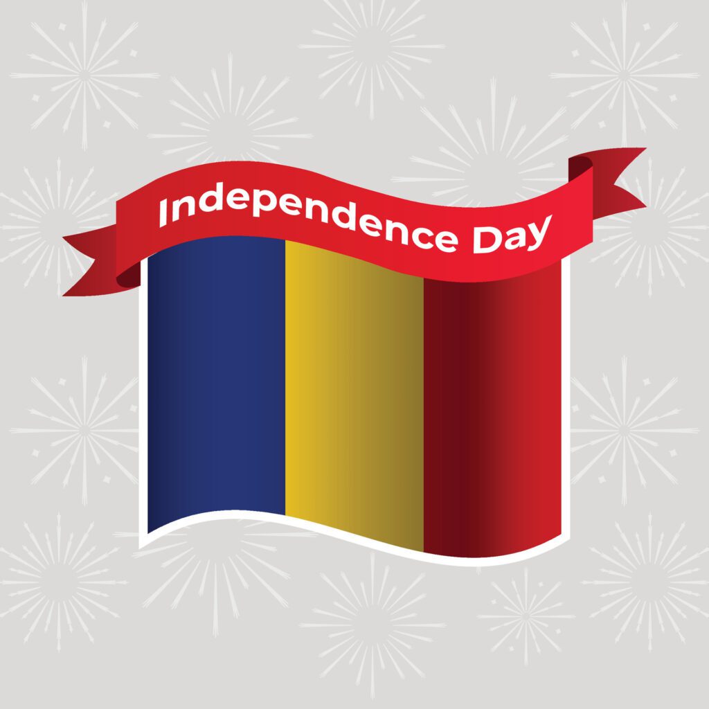 Romania Wavy Flag Independence Day Banner Background Free Vector