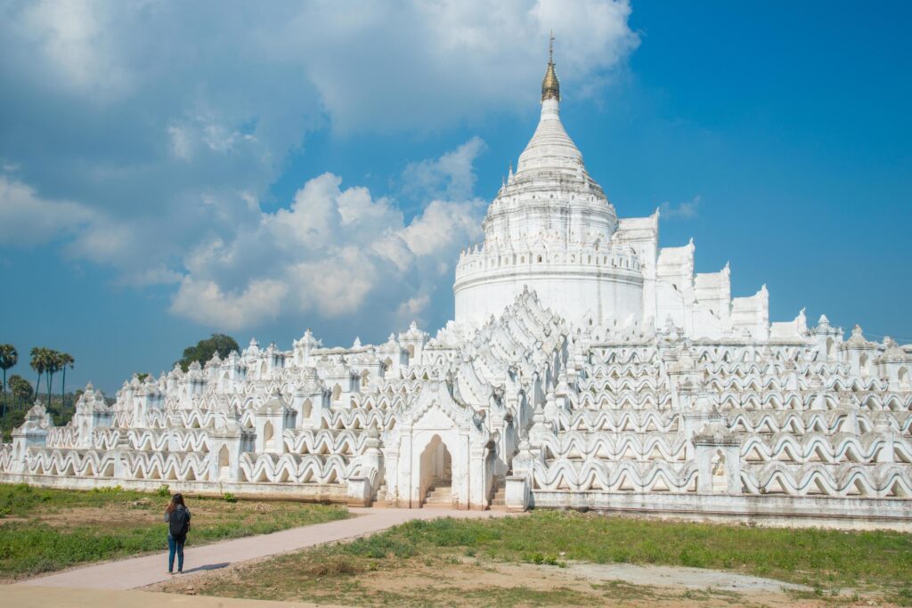 Hsinbyume Pagoda the Taj Mahal of Ayeyarwady river, Sagaing Region of Myanmar. Stock Free