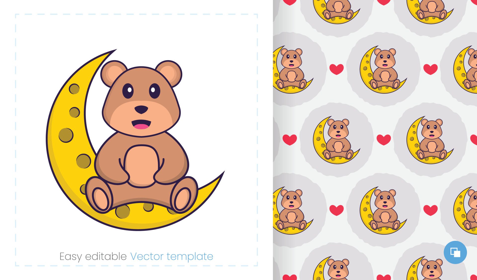 Cute bear mascot character. Can be used for stickers, pattern, patches, textiles, paper. Vector illustration Free Vector