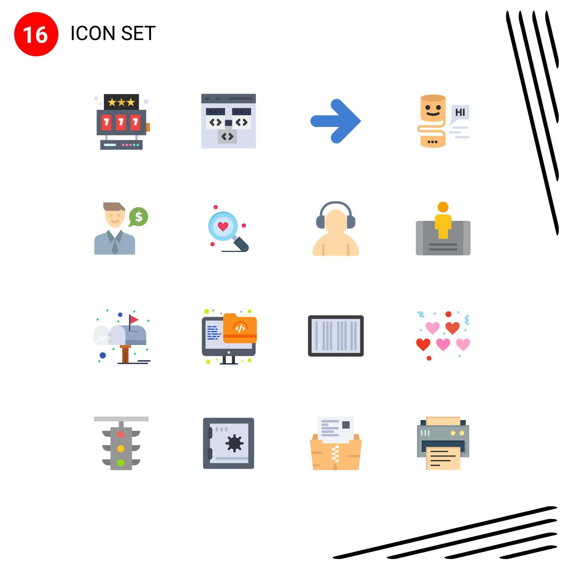 Set of 16 Modern UI Icons Symbols Signs for work big think arrow interface conversational interfaces Editable Pack of Creative Vector Design Elements Stock Free