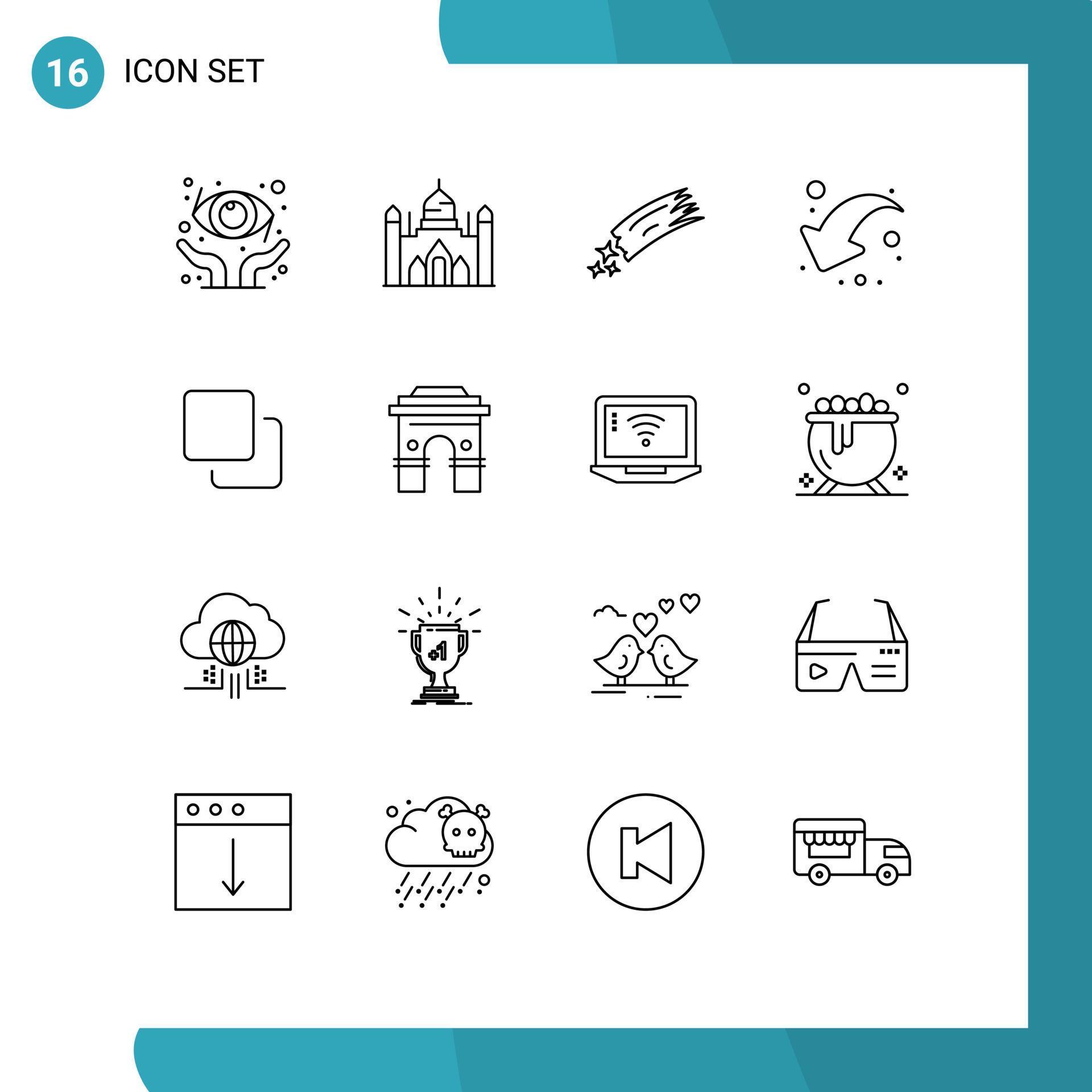 Universal Icon Symbols Group of 16 Modern Outlines of media left astronomy down arrow Editable Vector Design Elements Stock Free