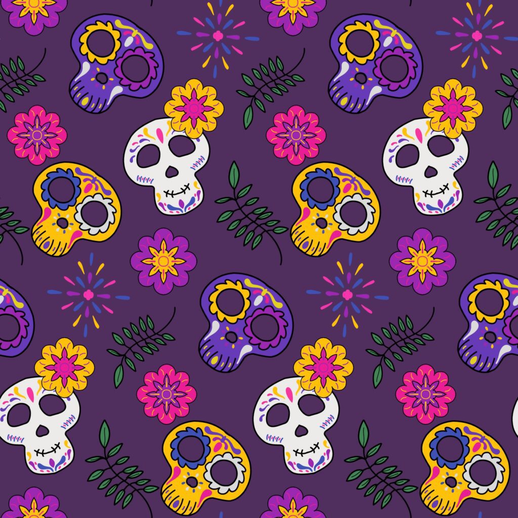 day of the dead seamless pattern background Free Vector