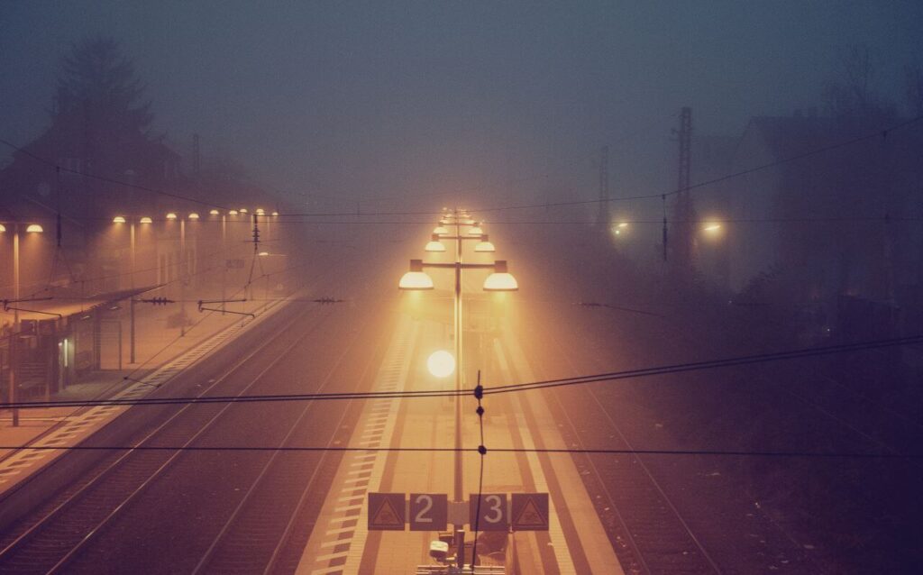 Train Station Night Fog Stock Free