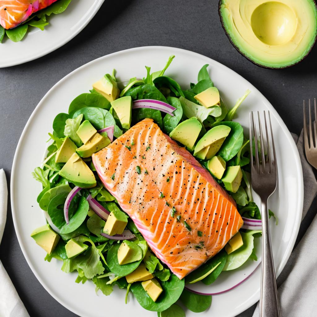 Salmon and avocado salad by @ai_generated