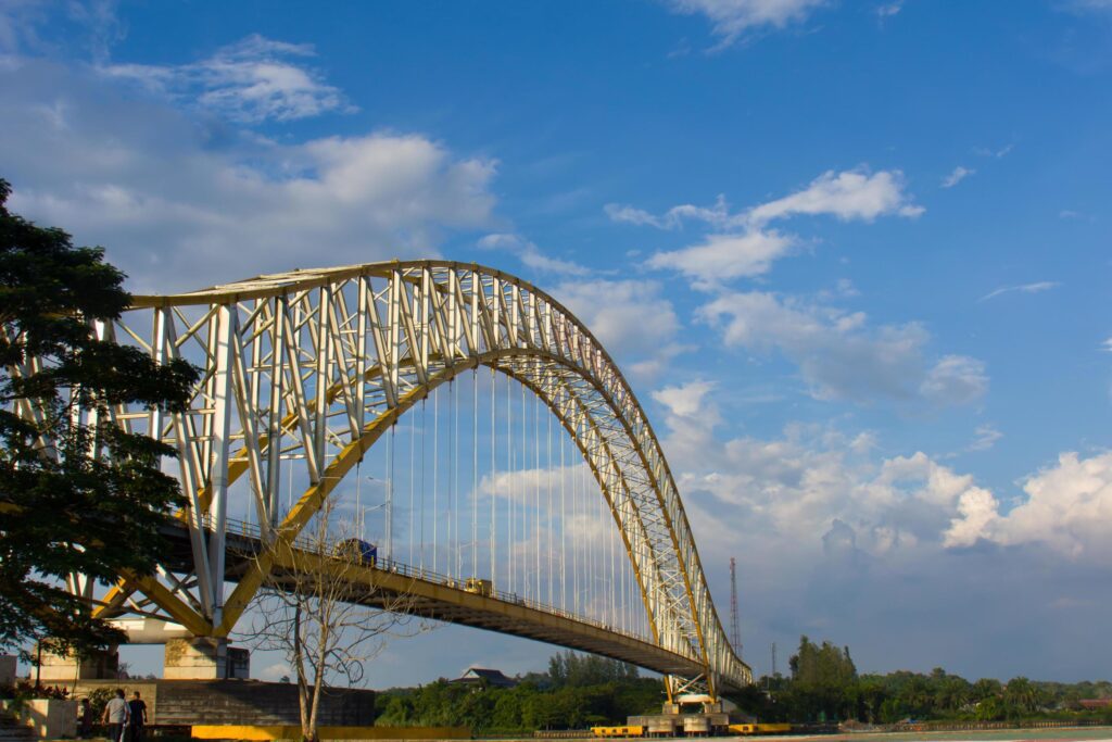 tenggarong, east Kalimantan, indonesia – june 15 2021 – king tenggarong city bridge Stock Free