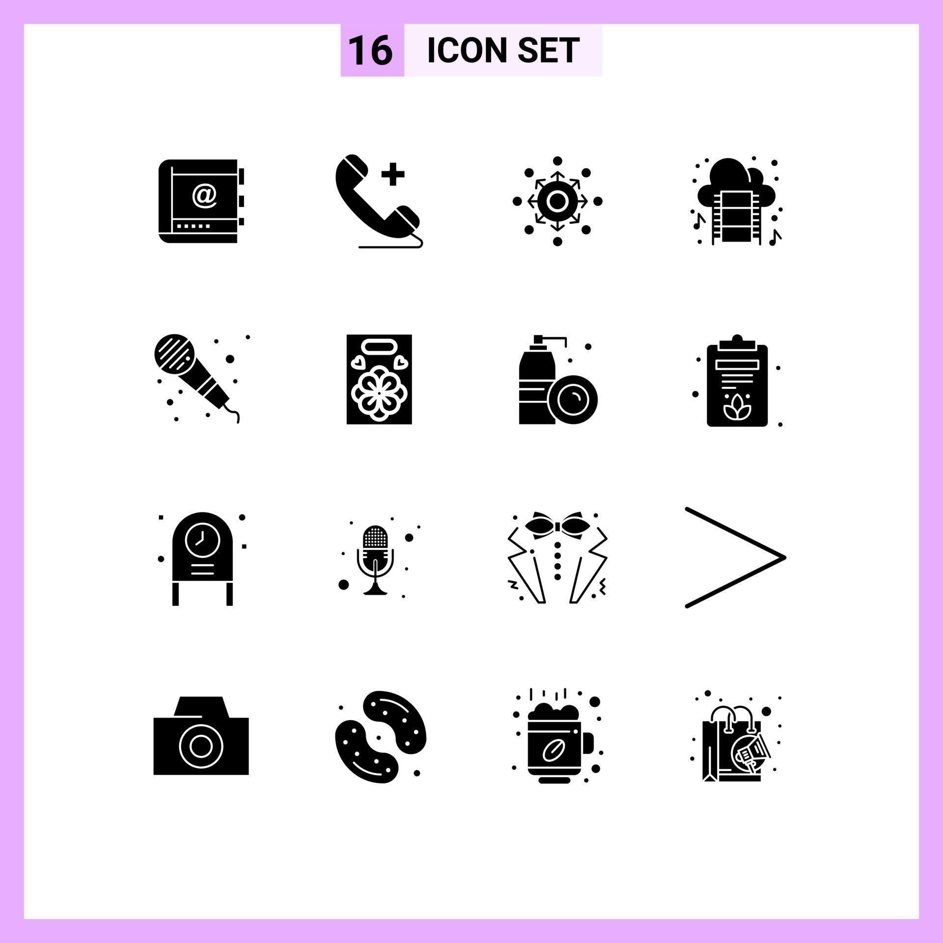 16 Creative Icons Modern Signs and Symbols of film clip presentation phone team arrow Editable Vector Design Elements Stock Free