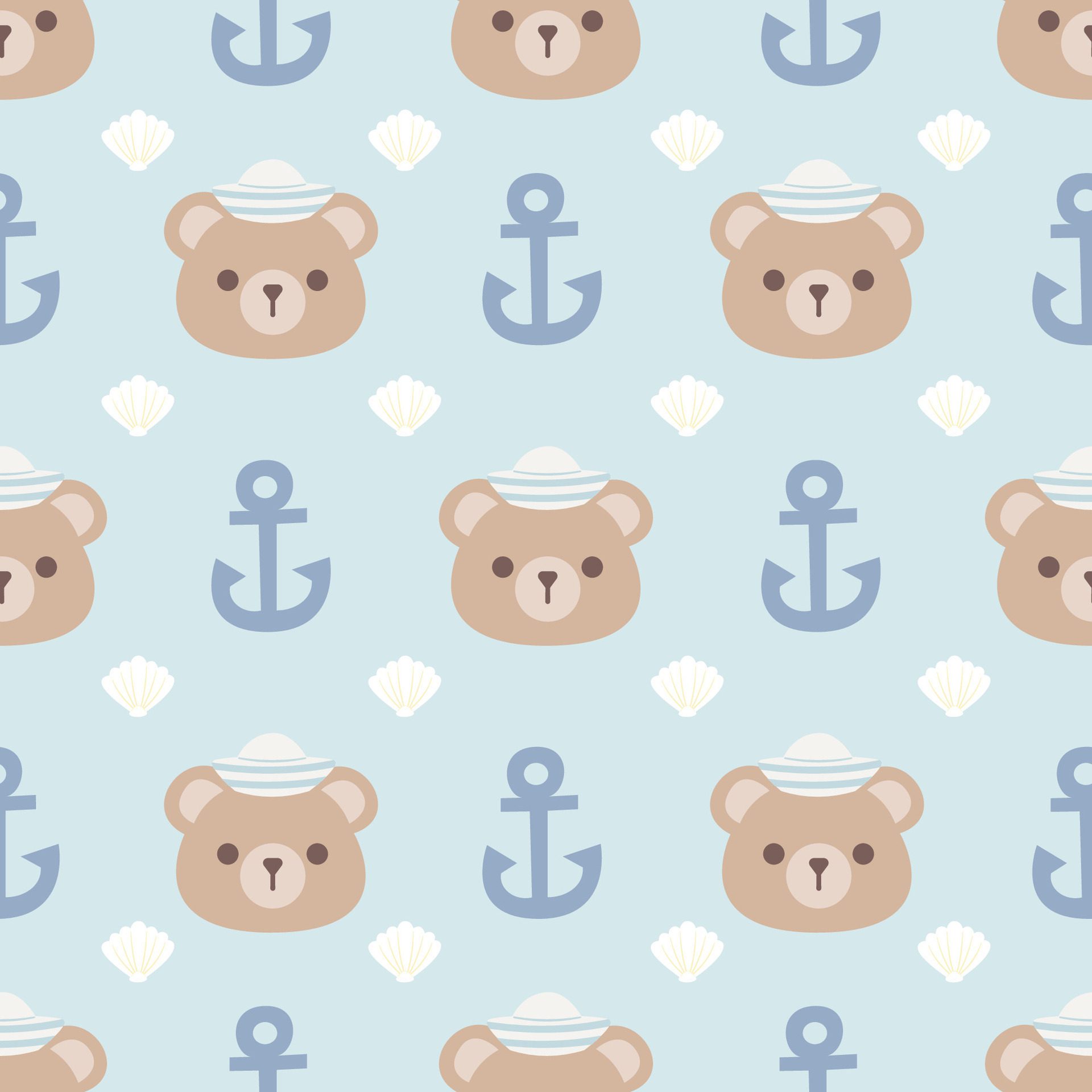 Seamless pattern with marine bear Free Vector