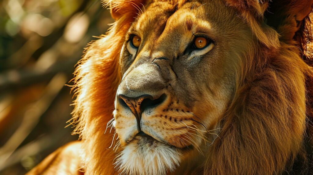 Portrait of a lion in the wild, close-up. Free Photo