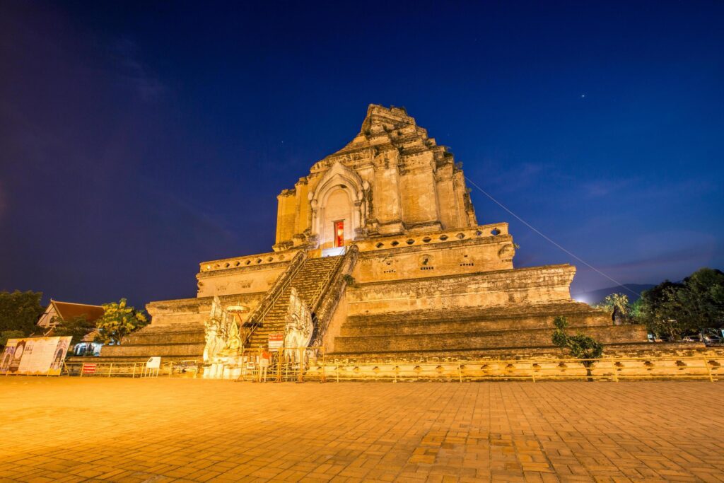 Wat Chedi Luang, a Buddhist temple of Chiang Mai, Thailand. Stock Free