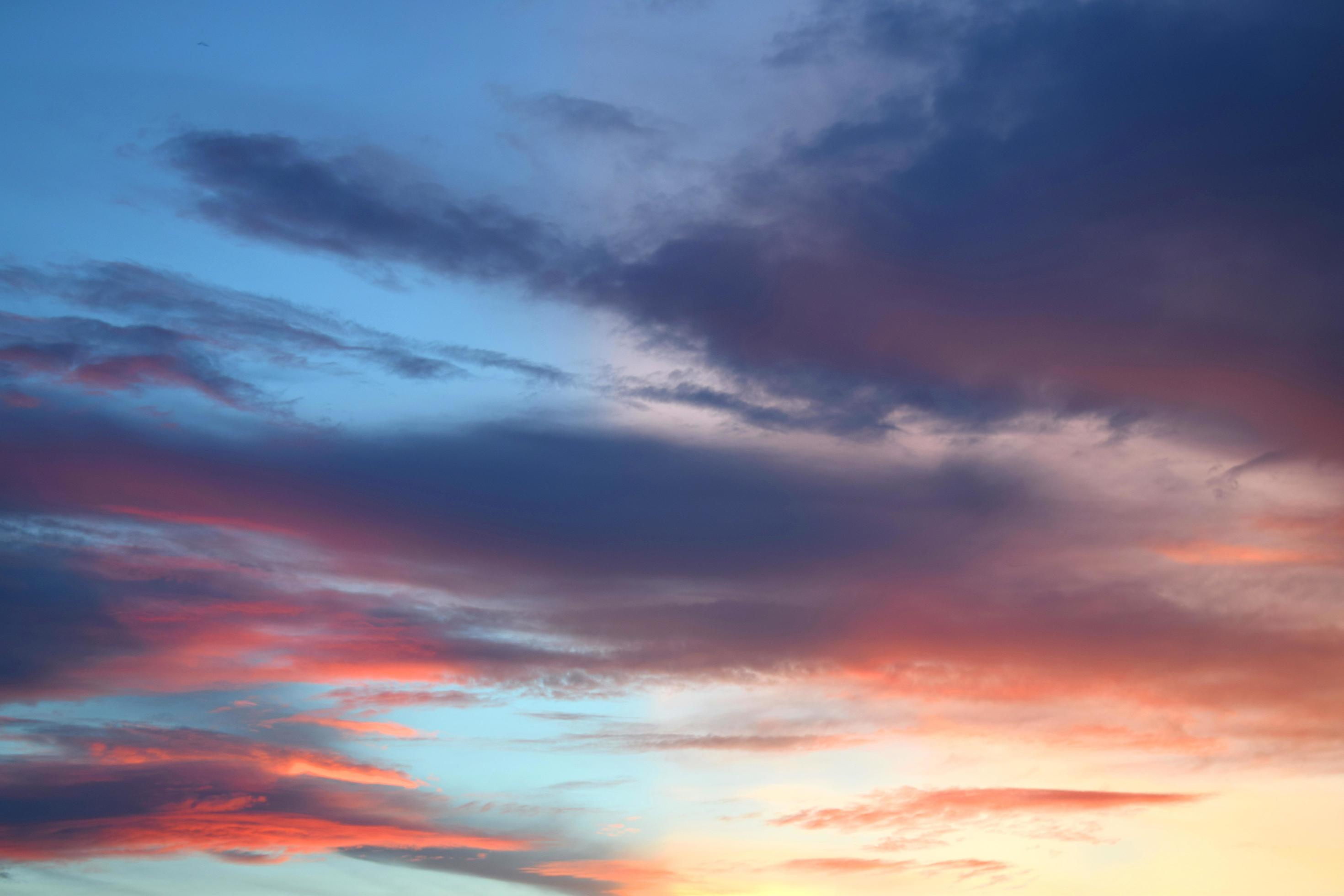 abstract The evening sky lit in red is a serene landscape,nature background. Stock Free