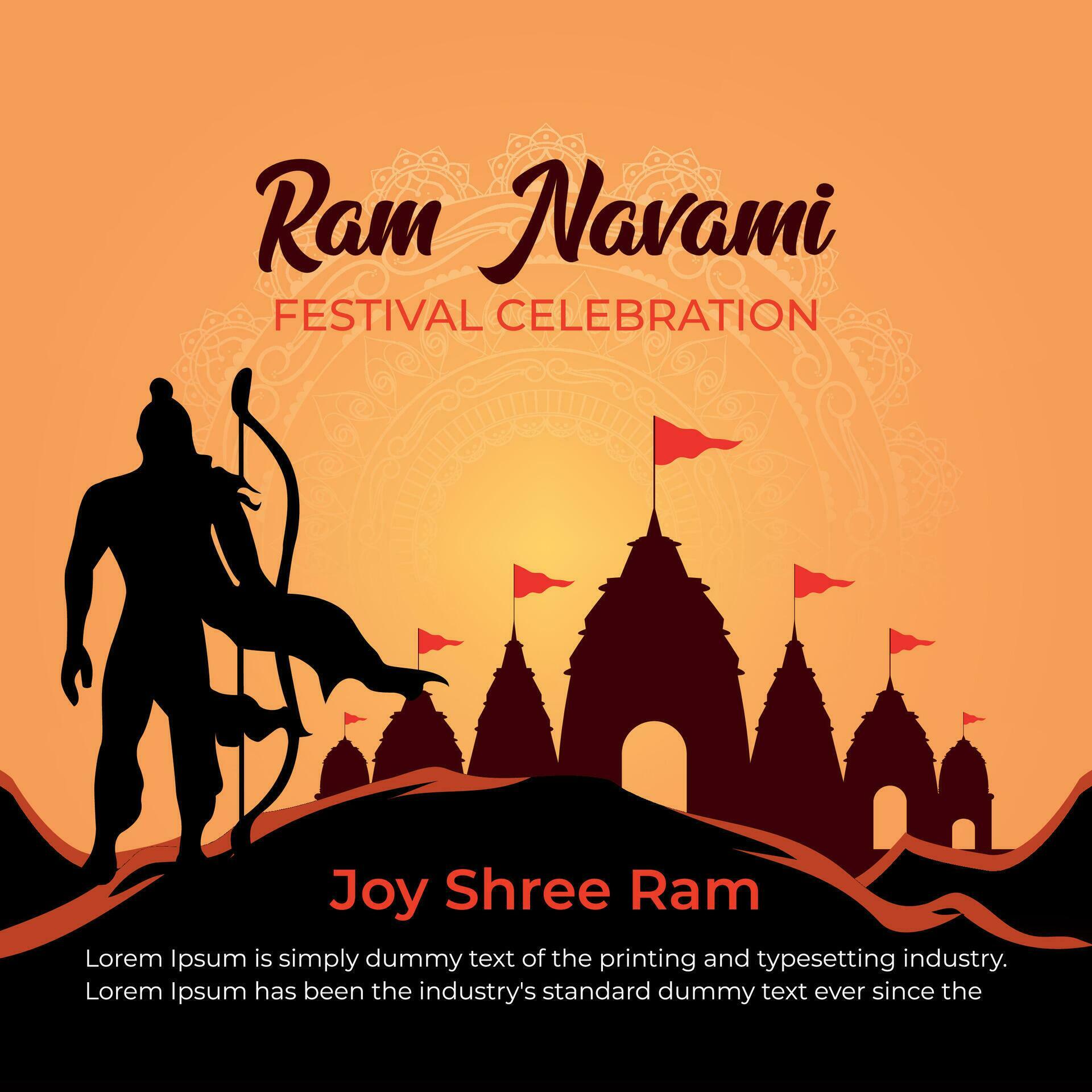 Ram Navami celebration lord Rama with bow arrow Stock Free