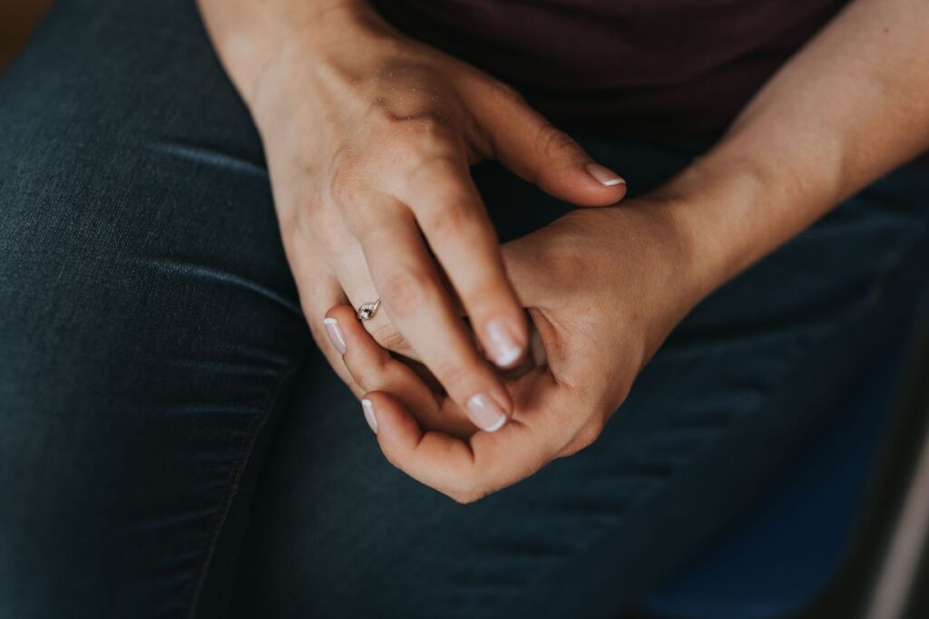 Close-up of woman’s hands with a ring Stock Free