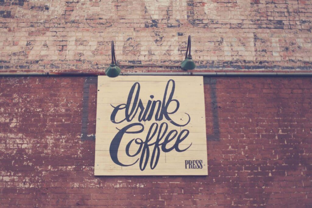 Drink Coffee Typography Brick Wall Stock Free