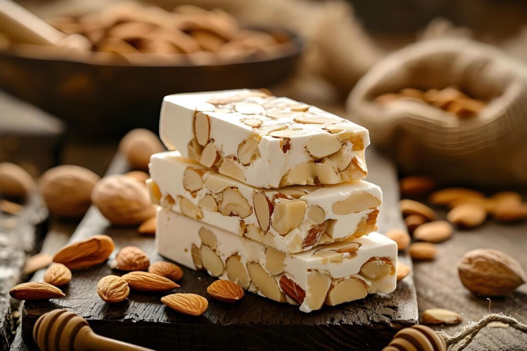 Classic Spanish Elegance Almond and Honey Turrn Delight Free Photo