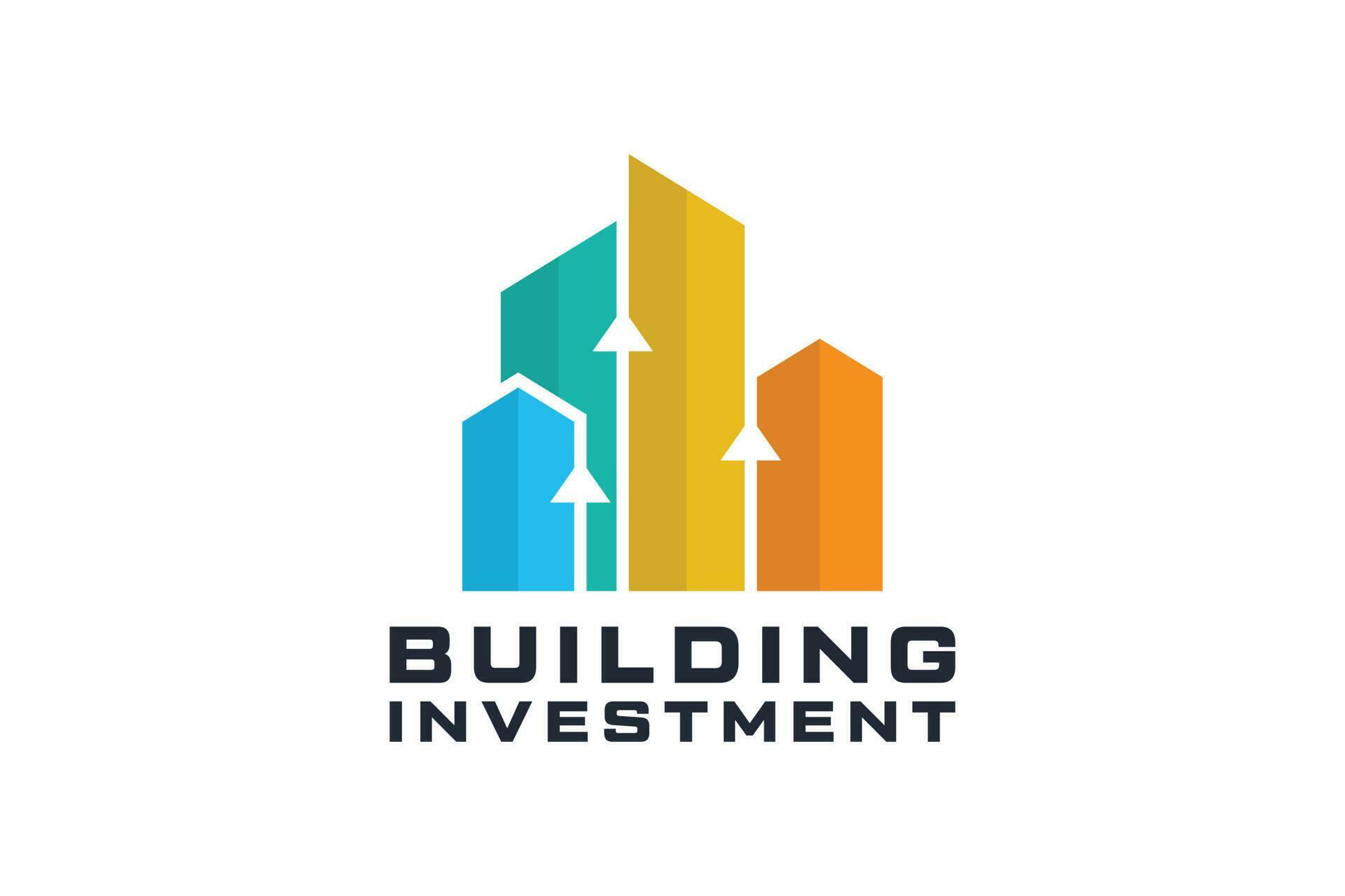 Property investment logo, successful building property logo, building logo with arrows Stock Free