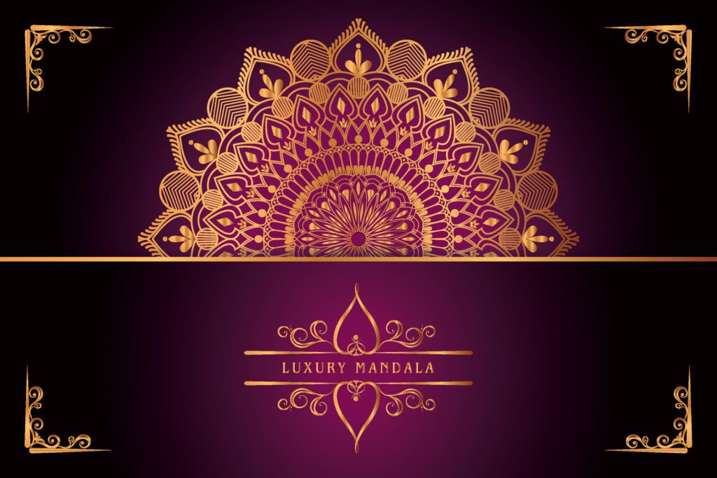 golden mandala design with gradients background Free Vector