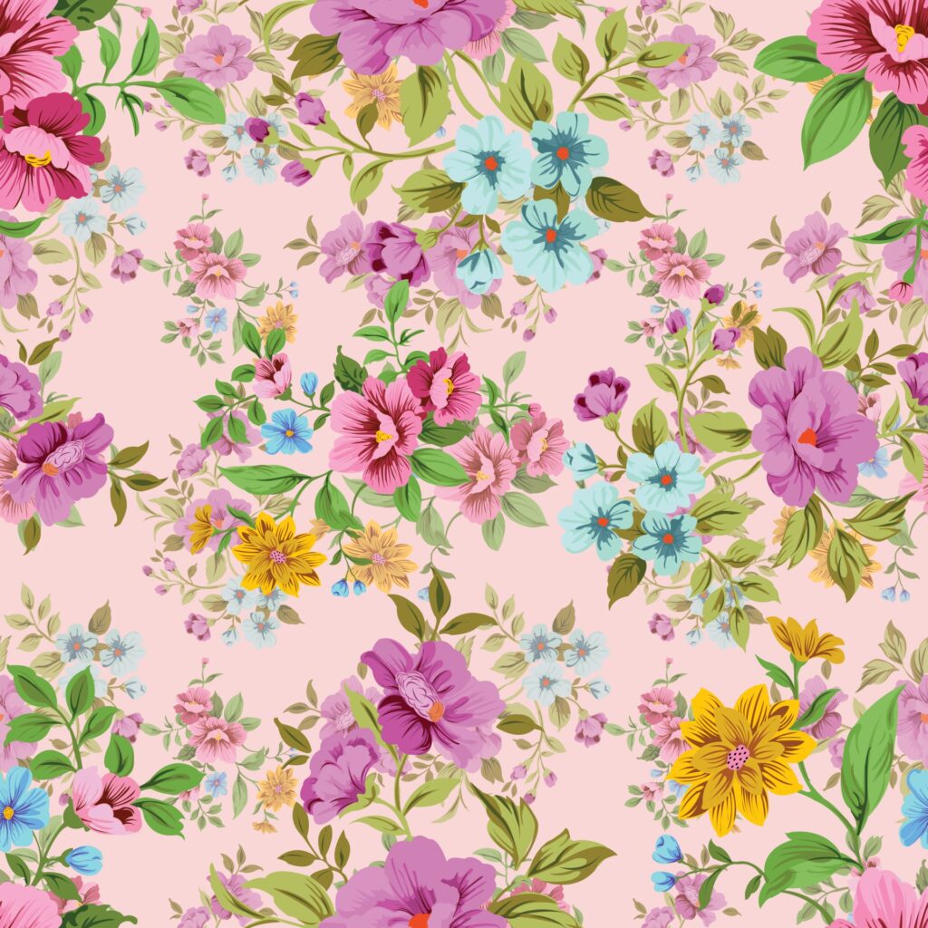 Seamless Floral Pattern cute vintage blossom Free Vector