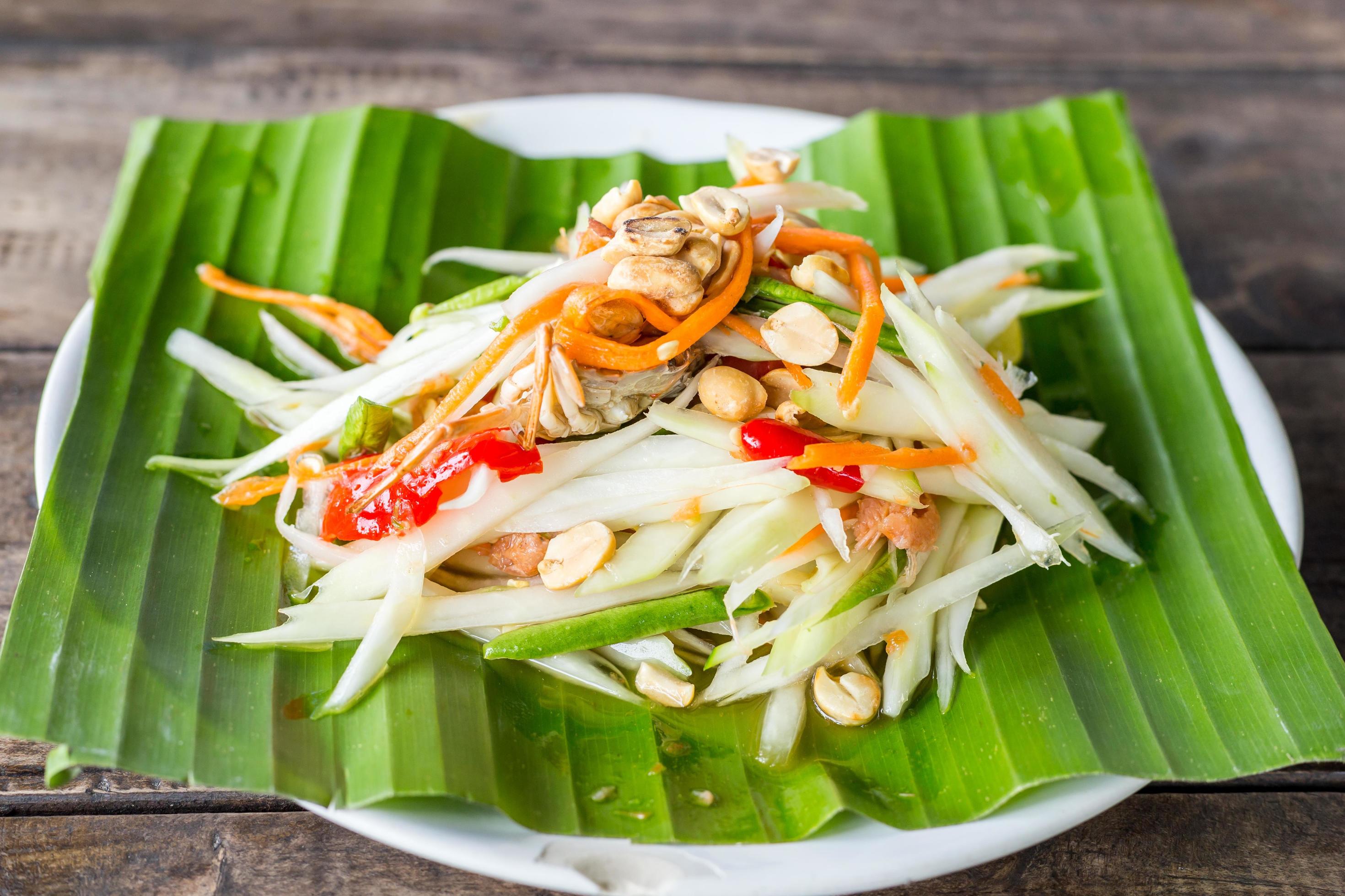 papaya salad and thai food Stock Free