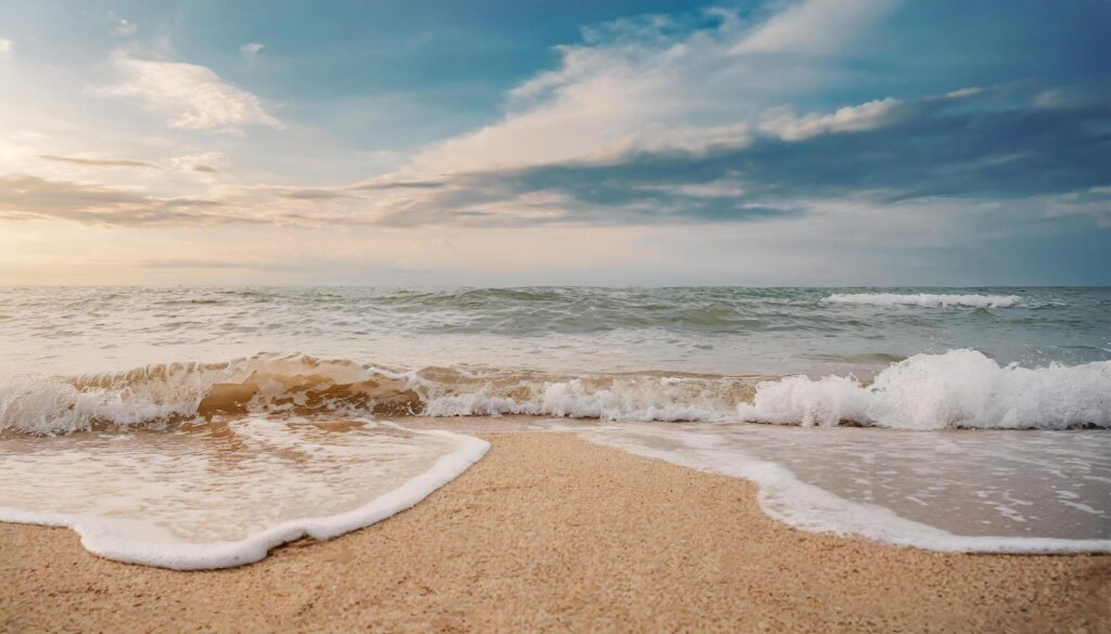 Close up sand with blurred sea sky background, summer day, copy space or for product. Summer Free Photo