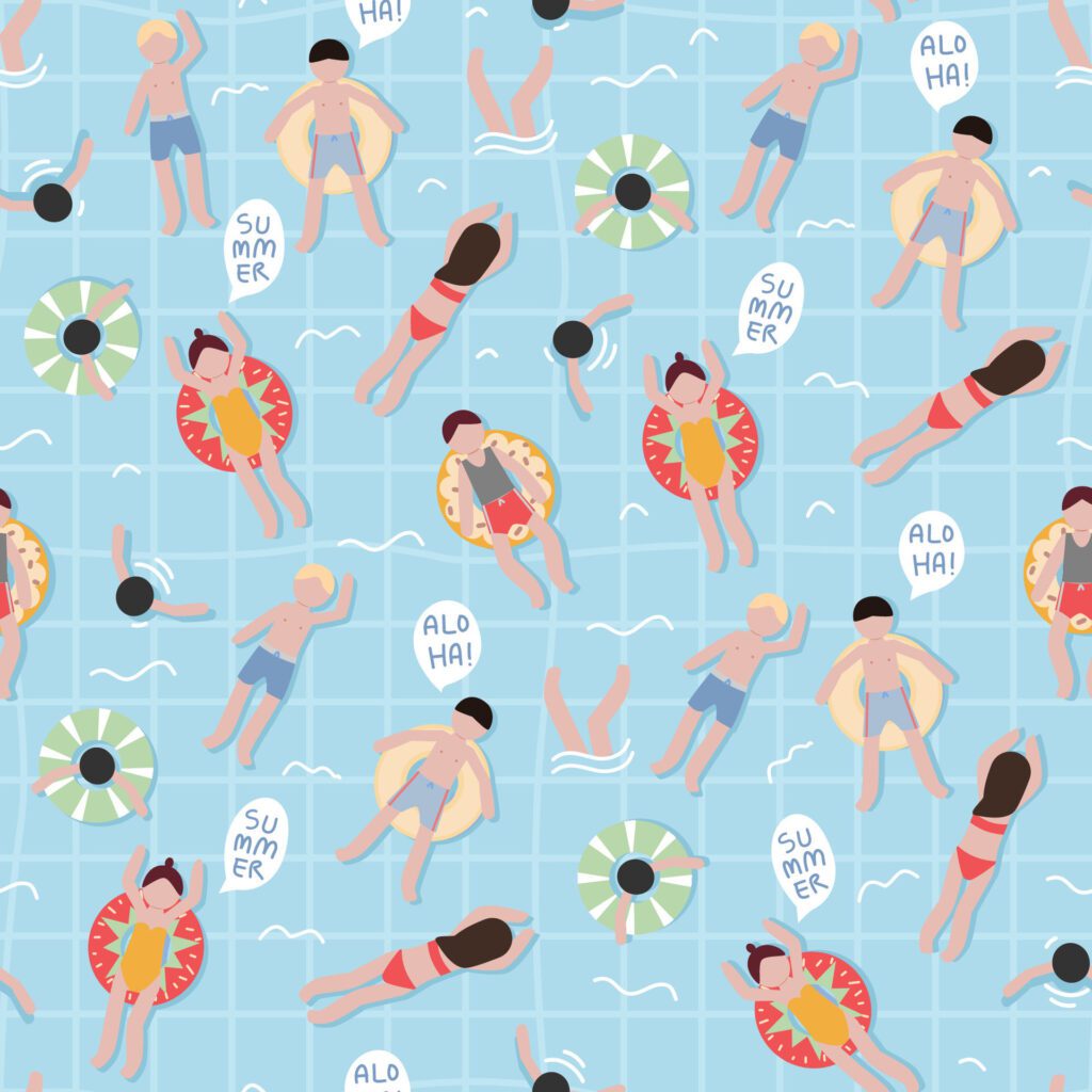 Summer Swimming Pool Seamless Pattern Background Free Vector