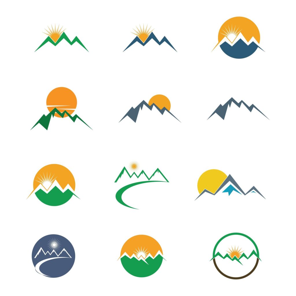 Mountain icon logo set Stock Free