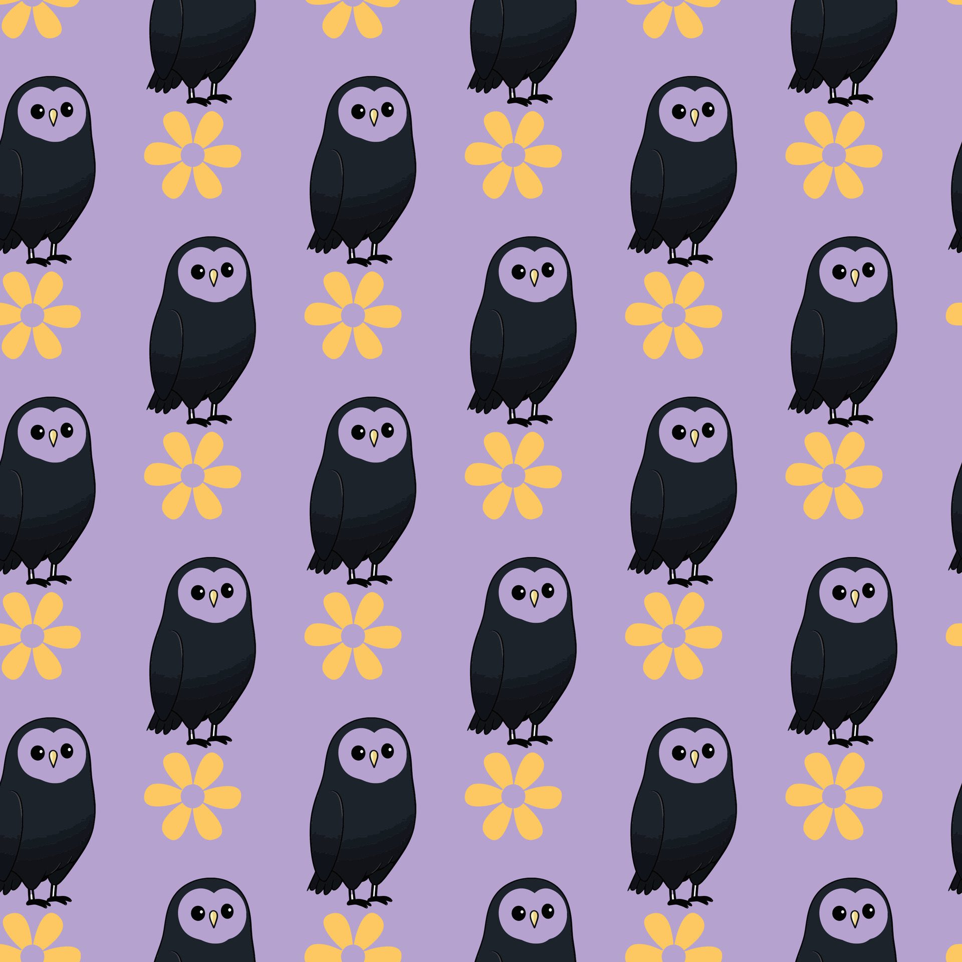 Flower-Owls Seamless Pattern Design Free Vector