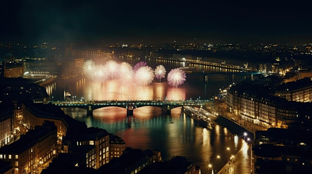 Holiday Fireworks in London. Illustration Stock Free