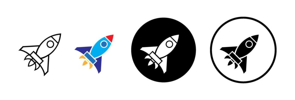 Rocket icon. spaceship launch. startup icon set Stock Free