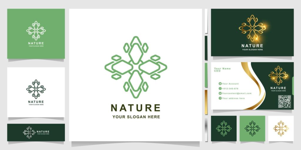 Nature, flower, boutique or ornament logo template with business card design. Can be used spa, salon, beauty or boutique logo design. Stock Free