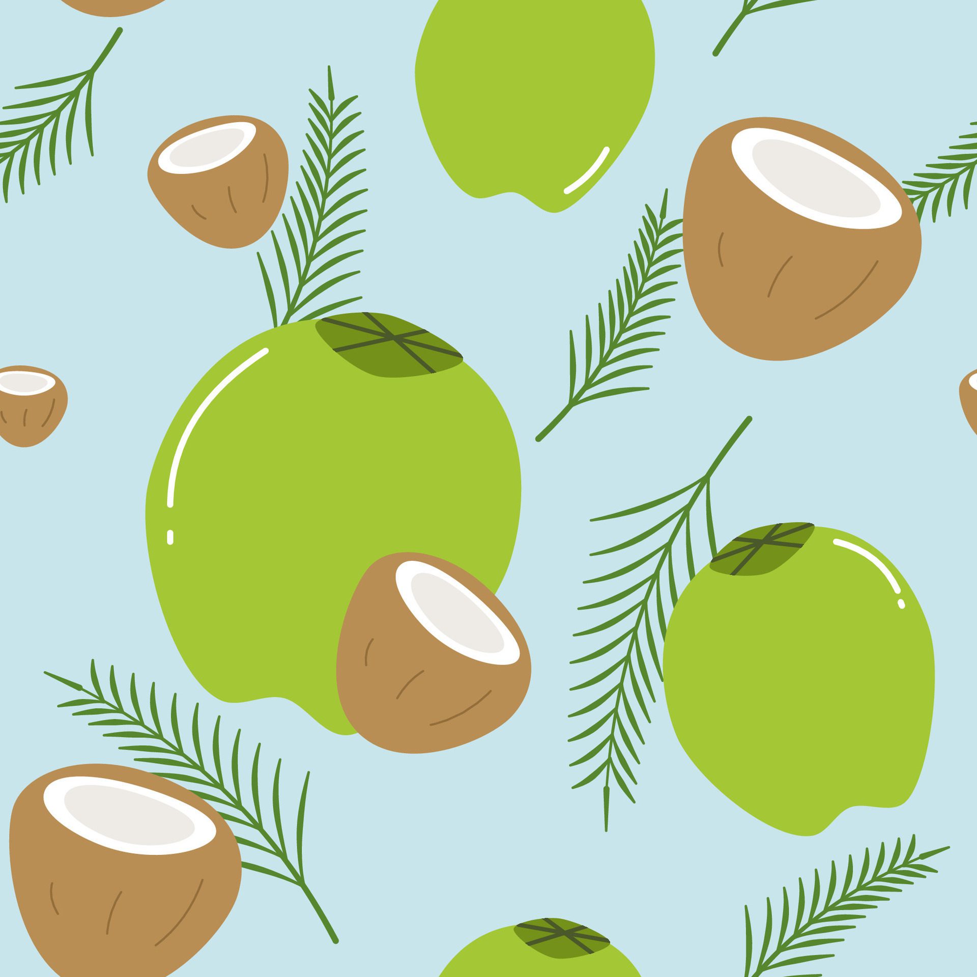 Seamless pattern with coconut fruit Free Vector