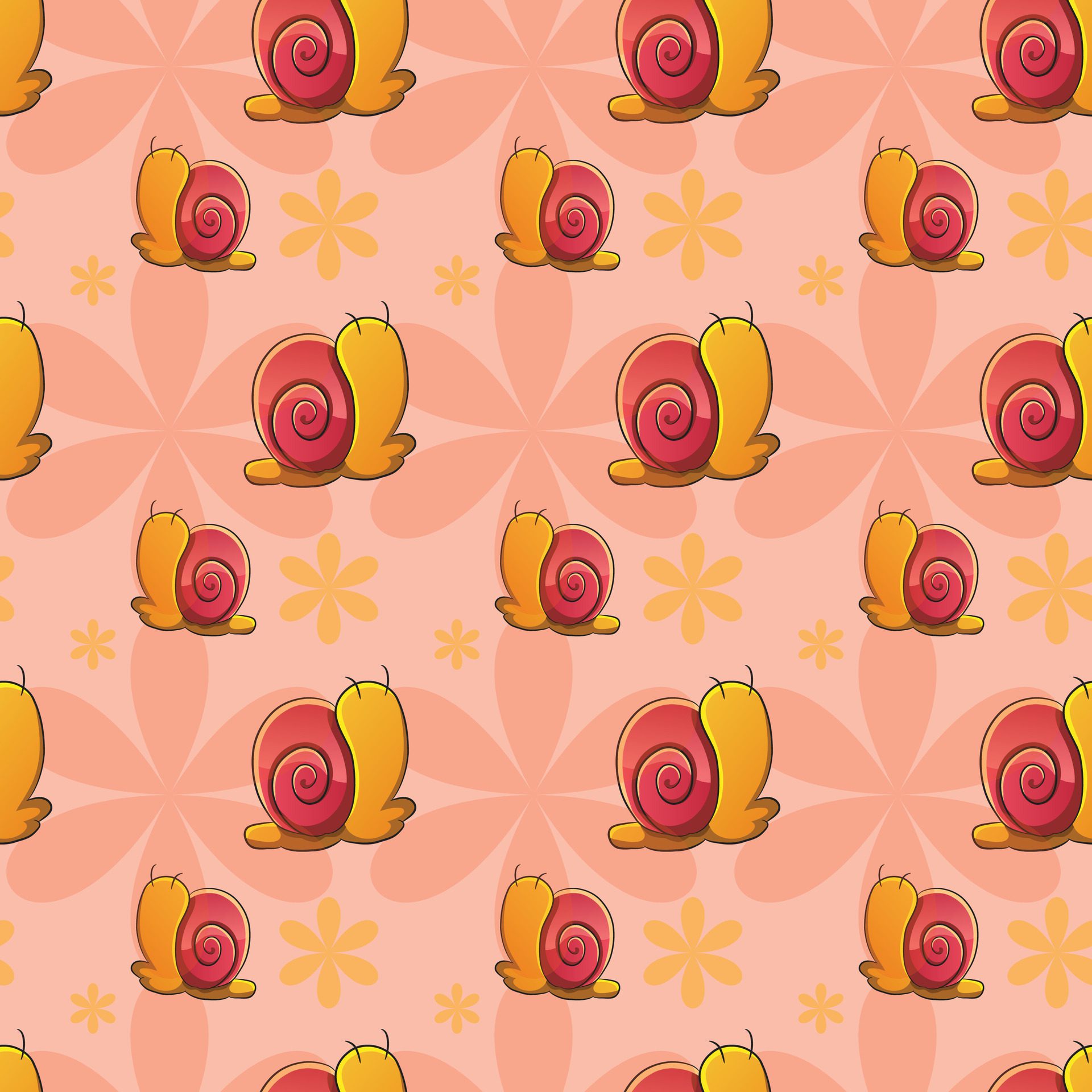 Scandinavian Snail Seamless Pattern Design Free Vector