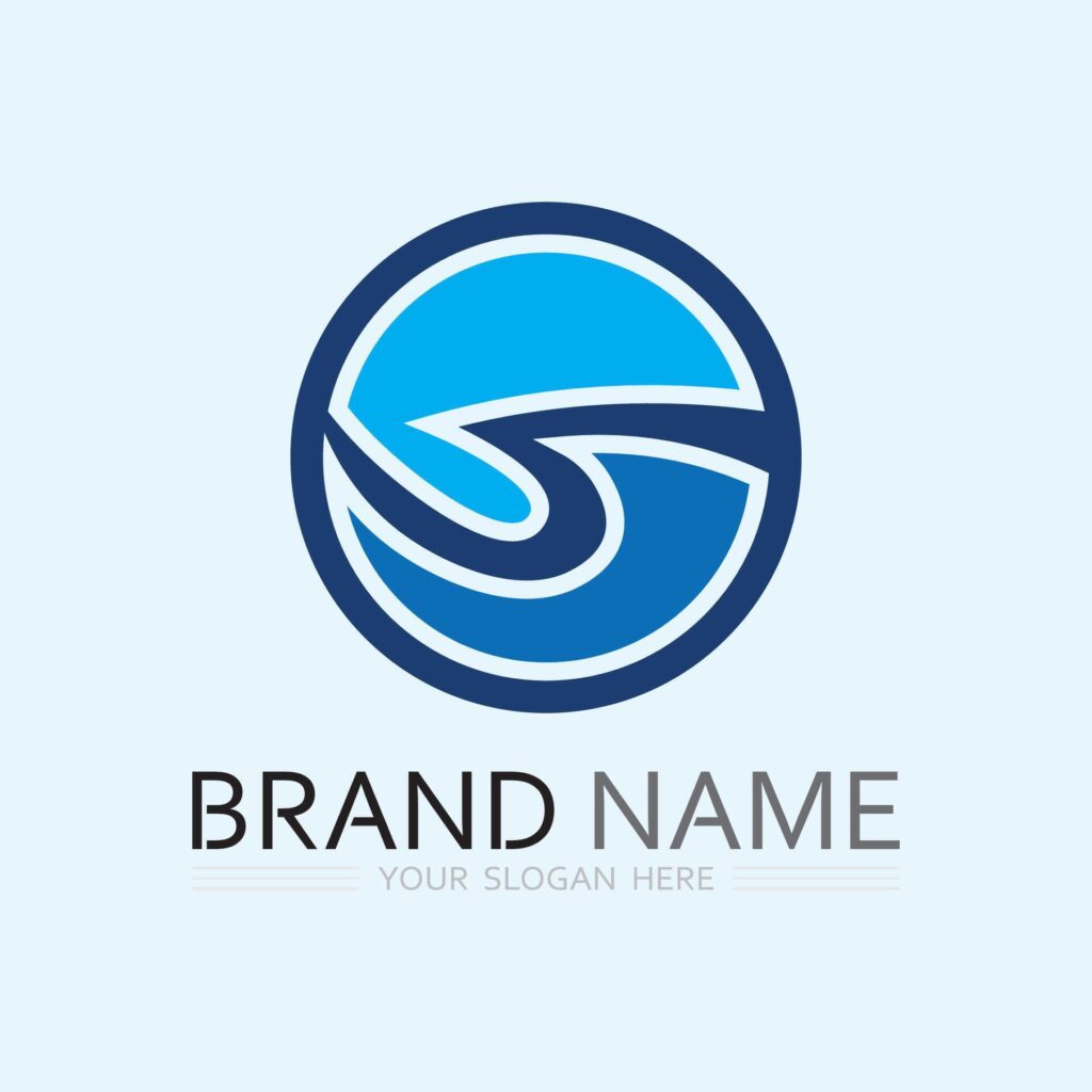 wave and water Isolated round shape logo Blue color Sea, ocean, river surface Stock Free