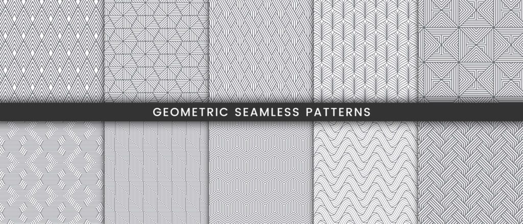 Set of geometric pattern with stripes lines Free Vector