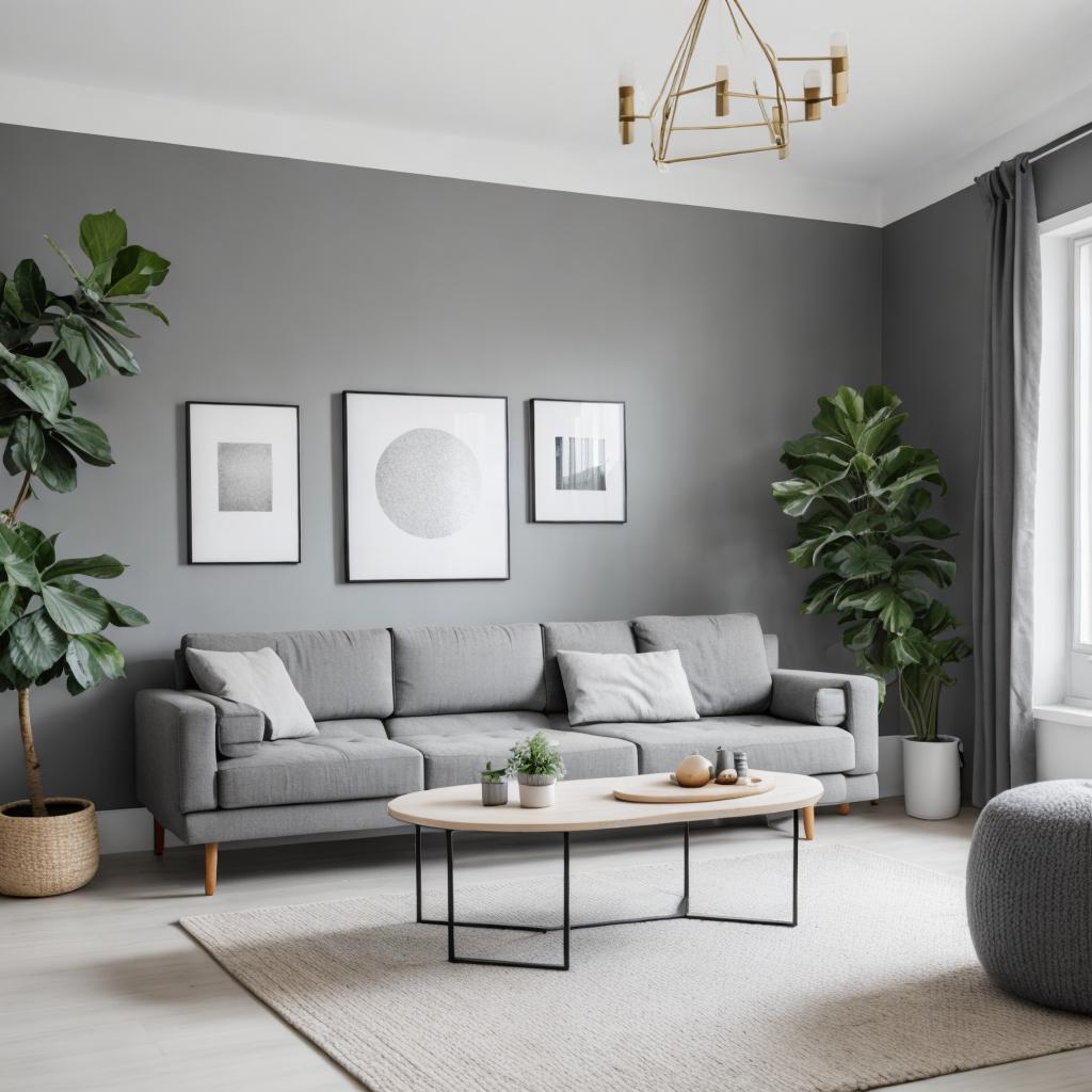 Grey wall with sofa by @ai_generated