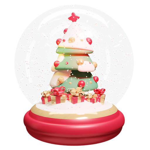 Winter, snowglobe, christmas 3D illustration