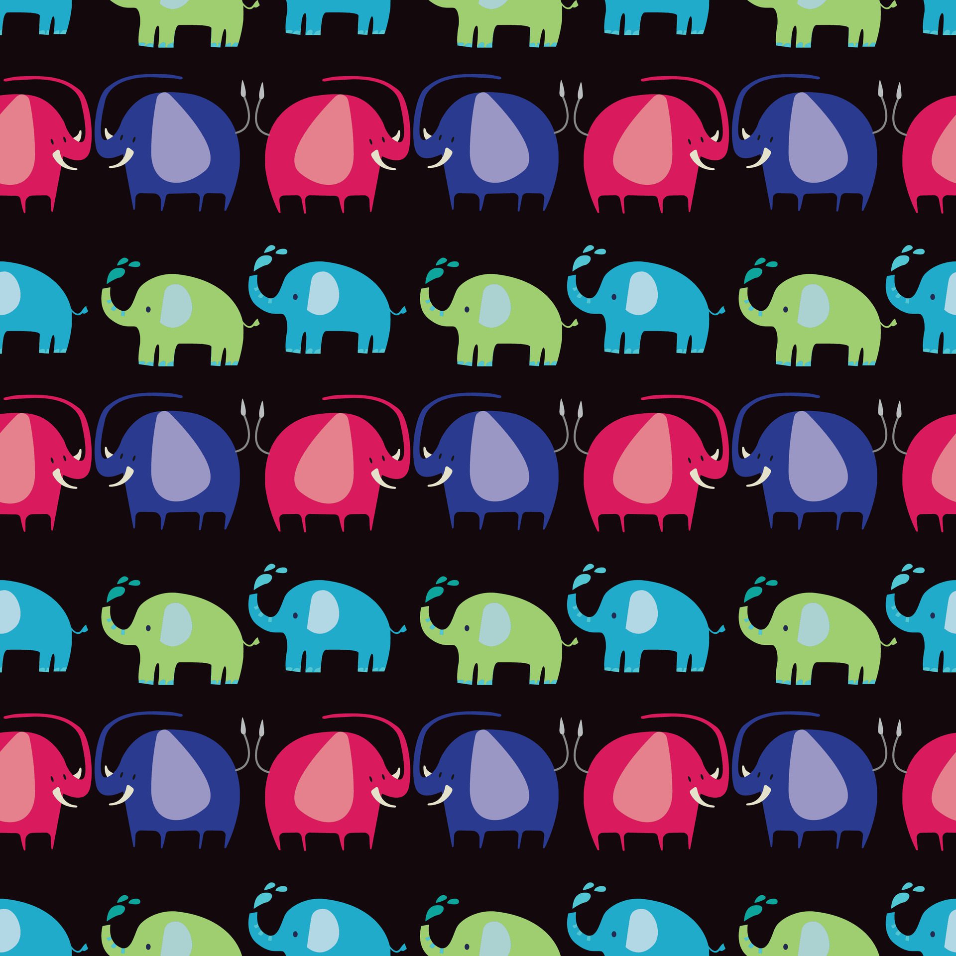 Elephant Silhouettes Seamless Pattern Design Free Vector