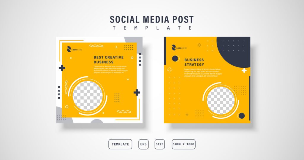 social media post minimalist, re-editable design, geometric, yellow color vector eps 10 Free Vector and Free SVG