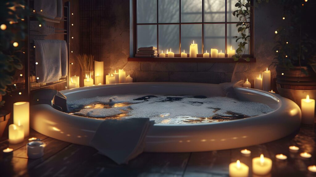 Intimate Evening Spa Retreat with Soft Lighting Free Photo