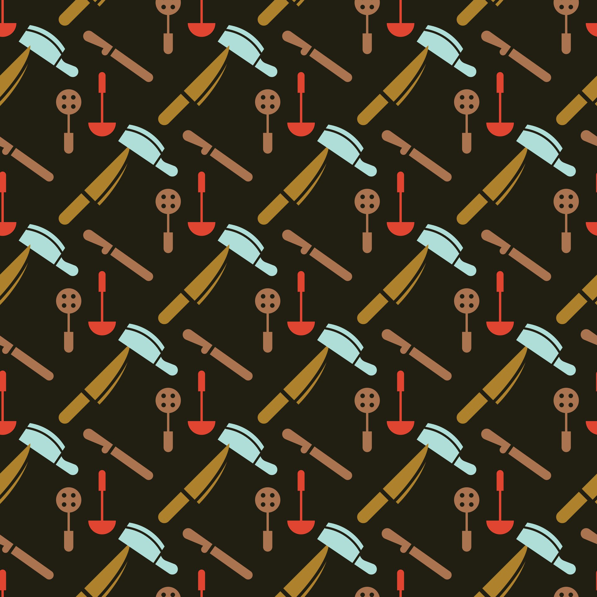 Cutlery Set Seamless Pattern Design Free Vector